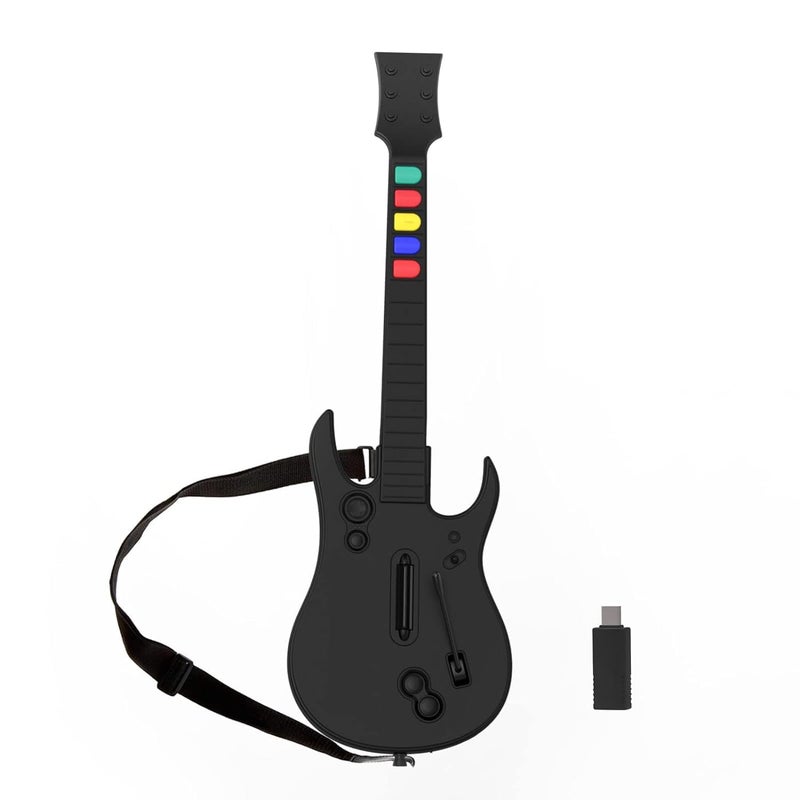 DOYO PC Guitar Hero Controller, Wireless Guitar Hero Guitar for PC and PS3 with Dongle, Compatible with Clone Hero, Rock Band Guitar Hero Games (Black) - Image 1